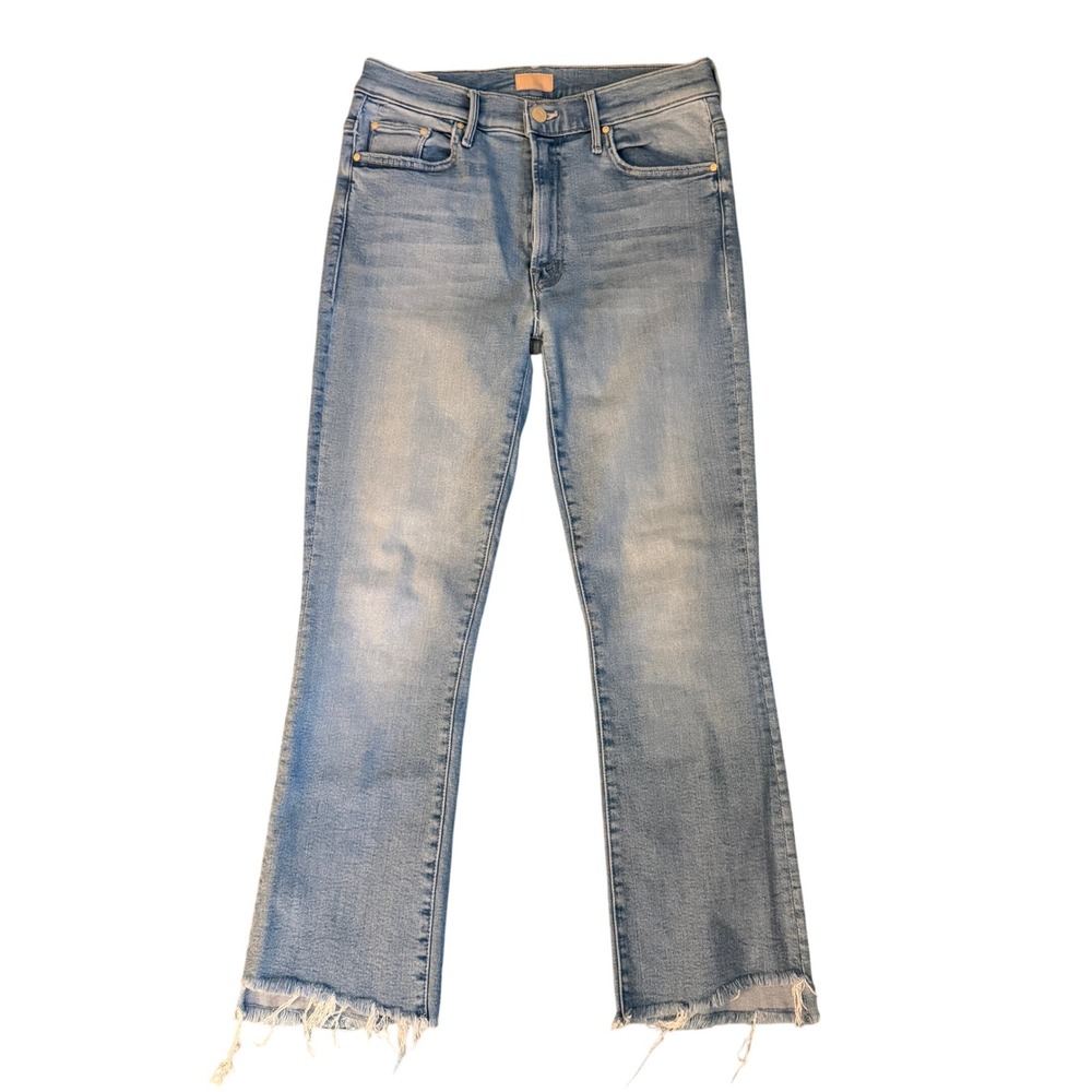 Mother Denim Jeans Womens 29 Blue Excellent Raw Hem High Waisted Cropped Bootcut